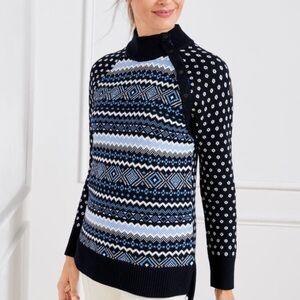 Talbots THERMOLITE® SNAP BUTTON MOCKNECK SWEATER - FAIR ISLE New Large Petite
